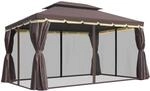 Outsunny Pavillon Aluminiumlegierung Kaffee Schwarz 390L x 290B x 280H cm