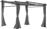 Outsunny Pergola Aluminium Polyester Dunkelgrau 2,97L x 2,95B x 1,95-2,3H m