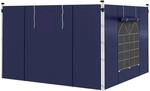 Outsunny Vordach-Seitenw&auml;nde Polyester Seitenwand mit Fenster Blau 295L x...