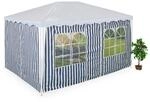 Relaxdays Pavillon Seitenteile 2er Set Polyester Blau Wei&szlig; Wasserdicht 2 m x 4 m 2 m