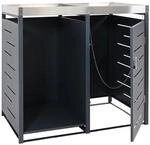 MCW 1er-M&uuml;lltonnenbox mit Holzlager H40 Anthrazit 125x130x80cm