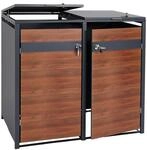 MCW 2er M&uuml;lltonnenverkleidung J82 Kirsche-Holzoptik Dunkelbraun 117x132x80cm