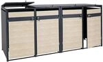 MCW 4er M&uuml;lltonnenverkleidung J82 Buche-Holzoptik Hellbraun 117x264x80cm