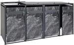 MCW 4er M&uuml;lltonnenverkleidung J82 Marmor-Optik Dunkel 117x264x80cm