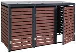 MCW 3er-M&uuml;lltonnenverkleidung K14 3x120l Walnuss-Holzoptik 119x205x84cm