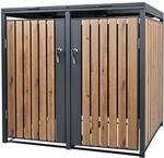 ML-Design M&uuml;lltonnenbox 2Er 2 Tonnen 240L 132x80x116,3cm Anthrazit-Eichenoptik