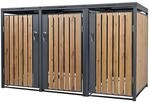 ML-Design M&uuml;lltonnenbox 3Er 3 Tonnen 240L 200x80x116,3cm Anthrazit-Eichenoptik
