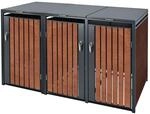 ML-Design M&uuml;lltonnenbox 3Er 3 Tonnen 240L 200x80x116,3cm Anthrazit-Rostoptik