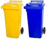 PROREGAL SuperSparSet 2x 2-Rad-M&uuml;lltonne Mgb HDPE-Kunststoff 120 Liter Gelb &...