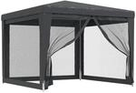 vidaXL Partyzelt mit 4 Mesh-Seitenw&auml;nden Anthrazit 3x3 m HDPE