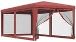 vidaXL Partyzelt mit 6 Mesh-Seitenw&auml;nden Rot 3x6 m HDPE