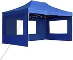 vidaXL Profi-Partyzelt Faltbar mit W&auml;nden Aluminium 4,5x3 m Blau