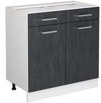 Vicco K&uuml;chenunterschrank R-Line Schwarz Beton 80 cm ohne Arbeitsplatte