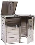 MCW M&uuml;lltonnenverkleidung E83 2er Edelstahl 38kg 103x115x63cm Silber