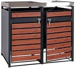 MCW M&uuml;lltonnenverkleidung J81 2er Kirsche-Holzoptik 125x132x80cm