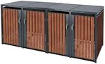 ML-Design M&uuml;lltonnenbox 4Er 4 Tonnen 240L 264x80x116,3cm Anthrazit-Rostoptik