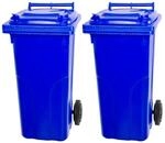 PROREGAL SuperSparSet 2x 2-Rad-M&uuml;lltonne Mgb HDPE-Kunststoff 120 Liter Blau