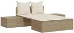 vidaXL Doppel-Sonnenliege 104 x 162 x 30 cm mit Auflagen Beige Poly Rattan