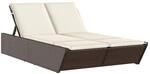 vidaXL Doppel-Sonnenliege mit Auflagen Braun Poly Rattan 118 x 200 x