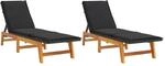 vidaXL Sonnenliegen mit Auflagen 2 Stk. Poly Rattan Massivholz Akazie