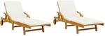 vidaXL Sonnenliegen 2 Stk. mit Auflagen 200x68x83 cm Massivholz Akazie 200 x 68...