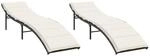 vidaXL Sonnenliegen 2 Stk. mit Auflagen Braun Poly Rattan 55 x 199 x 50/68/82/89 cm