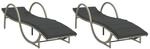 vidaXL Sonnenliegen 2 Stk. mit Auflagen Hellgrau Poly Rattan