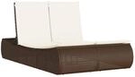 vidaXL Doppel-Sonnenliege mit Auflagen Braun Poly Rattan 110 x 200 x 75 cm