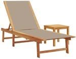 vidaXL Sonnenliege mit Tisch Taupe Massivholz Akazie und Textilene