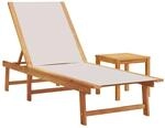 vidaXL Sonnenliege mit Tisch Grau Massivholz Akazie und Textilene