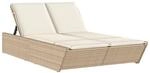 vidaXL Doppel-Sonnenliege 118 x 200 x 50,5/62,5/73,5/83 cm mit Auflagen Beige Poly