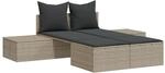 vidaXL Doppel-Sonnenliege mit Kissen Hellgrau Poly Rattan 104 x 162 x 30 cm