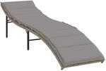 vidaXL Sonnenliegen 2 Stk. mit Auflagen 55 x 199 x 50/68/82/89 cm Beige Poly Rattan