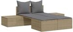 vidaXL Doppel-Sonnenliege mit Auflagen Beige Poly Rattan 104 x 162 x 30 cm