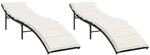 vidaXL Sonnenliegen 2 Stk. mit Auflagen Schwarz Poly Rattan 55 x 199 x 50/68/82/89 cm