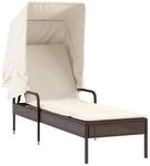 vidaXL Sonnenliege mit Dach Braun Poly Rattan