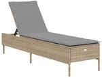 vidaXL Sonnenliege mit Auflage Beige Poly Rattan 198 x 55 x 39/50/62/75/88/97 cm