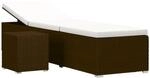 vidaXL Sonnenliege mit Auflage und Teetisch Poly Rattan Braun Kissenfarbe ...