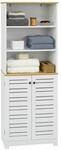 SoBuy Badezimmerschrank mit 3 F&auml;chern und 2 T&uuml;ren MDF Wei&szlig; BZR44-W