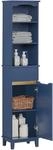 SoBuy Hochschrank mit 1 T&uuml;r und 3 Ablagen Badezimmerschrank Holz Blau BZR112-B