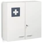 Relaxdays Medizinschrank Stahl Wei&szlig; Anthrazit Abschlie&szlig;bar 53 cm x 53 cm x 21,5 cm
