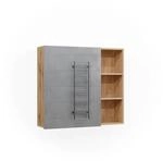 Vicco Badspiegelschrank Rudi Mintgr&uuml;n/Eiche 90 x 81 cm mit T&uuml;r und Offenen F&auml;chern