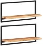 vidaXL Wandregale 2 Stk 80x25x35 cm Massivholz Akazie und Stahl 338458