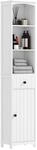 HOMCOM Badezimmerschrank Spanplatte Wei&szlig; 34L x 24B x 170,5H cm