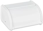 Relaxdays Brotkasten Stahl Wei&szlig; Rolldeckel 13,5 cm x 26 cm x 21 cm 0,8 kg
