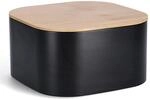 Zeller Brotkasten Metall mit Bambusdeckel 14,5 cm x 26,5 cm x 26,5 cm Schwarz