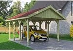 Satteldach-Carport Wallgau 430 x 600 cm rote Schindeln