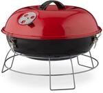 Relaxdays Kugelgrill Stahl Rot Tragbar 27 cm x 36 cm 2,2 kg
