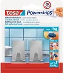 Tesa Selbstklebehaken Edelstahl Rechteckig 2 St&uuml;ck mit 4 x Powerstrips Small