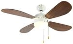 AIRERYDER Deckenventilator Classic 105 cm Wei&szlig; - Nussbaum mit Beleuchtung und